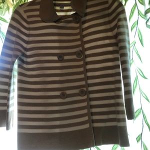 Old navy white and brown striped coat